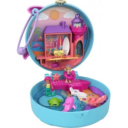 Polly Pocket Coffret Univers La Plage des Dauphins mini-figurines Polly et sirène 5 surprises et 12 accessoires jouet pour enfant GTN20 - B9KVHJABA