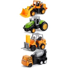 AIPUPU Ensemble de jouets de camion de construction 4 pièces Mini voiture d'ingénierie jouets en métal moulé sous pression petit véhicule à tirer bulldozer camion bétonnière tracteur chariot éléva - B368MPCQB
