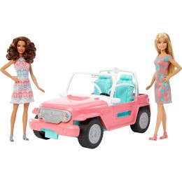 Barbie Voiture Jeep rose véhicule tout-terrain avec deux sièges turquoises deux poupées incluses jouet pour enfant FPR59 - B19ADXMBW