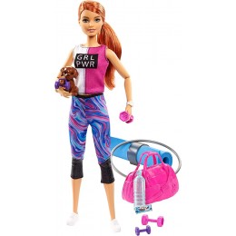 Barbie Bien-être coffret Sport avec poupée rousse figurine chiot et 9 accessoires jouet pour enfant GJG57 - BW621XLBR