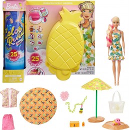 Barbie Color Reveal avec Mousse parfumée poupée et animal avec 25 éléments mystère dont 19 sachets surprise Thème Ananas jouet pour enfant GTN17 - B6VKBAAGQ