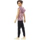 Barbie Fashionistas poupée mannequin Ken #193 brun avec débardeur rose imprimé éclairs et pantalon noir jouet pour enfant HBV27 - BJN4WNGEH