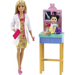 Barbie Métiers coffret poupée Docteure blonde figurine petite patiente et son ours en peluche accessoires inclus jouet pour enfant GTN51 - BKA68VLCS