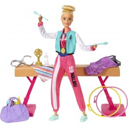 Barbie Métiers coffret poupée Gymnaste blonde en justaucorps avec poutre et accessoires jouet pour enfant GJM72 - BD28KCEAV