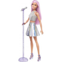 Barbie Métiers poupée Pop Star chanteuse avec micro et cheveux roses jouet pour enfant FXN98 - BADBEUCGL