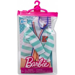Barbie Fashion Pack Ken Ensemble vêtements Pull rayé Bleu et Blanc + Long Short Kaki et Un Masque pour poupée Ken - BNDHKHJMX