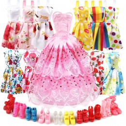 Eligara Vêtements de poupée et Accessoires pour poupée comprennent 10 Tenues de fête de poupée 1 Robe de Couture et 10 Paires de Chaussures de poupée pour Les Filles - B24M7MUJD