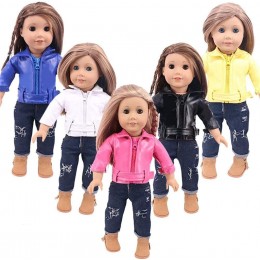 Jilibaba Vêtement de poupée pour poupée américaine 46 cm Veste en cuir Jeans Accessoire de tenue pour enfants Cadeau d'anniversaire - BWQ6VMZYR