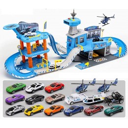 Toy Garage Play Set Race Track Elevator Cars Airplane Fireman Learning Toy Vehicle Assembly Parking Lot Fire Station with Siren Lights Sounds,Yellow - BQK18KVKU