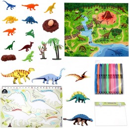 Lovememes Arts Crafts Jouets dinosaures – Fournitures scolaires sur le thème des dinosaures ensemble d'écriture avec tapis de jeu d'activité jouets éducatifs pour créer un monde de dinosaures - BDDKJAZOP