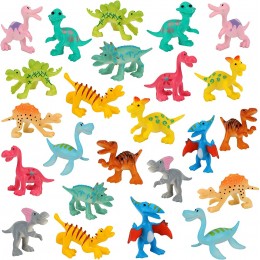 OOTSR 24 Pièces Mini Jouets de Dinosaure Dinosaure Réaliste Coloré Figurines de Dinosaures en Plastique Mini Modèle de Dinosaures pour Enfants Décorations De Fête De Cupcake 12 Modèles - B9VJDVZEM