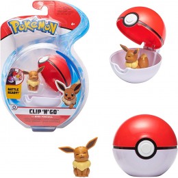 Bandai Pokémon Poké Ball & figurine Clip 'N' Go 1 Poké Ball + 1 figurine 5 cm Evoli Eevee accessoire pour se déguiser en Dresseur Pokémon WT00041 - BDVMQOGYF