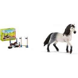 Schleich Farm World Playset Course d'agility pour Poney 42482 Multicolore & Horse Club Figurine Étalon andalou 13821 Multicolore - B7VE9HPZU