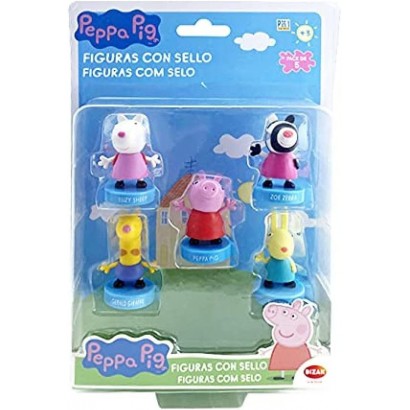 Bizak- Peppa Pig Figurine avec Tampon Pack de 5 Assortiment aléatoire 64115043 Multicolore - BEM35ZVWV