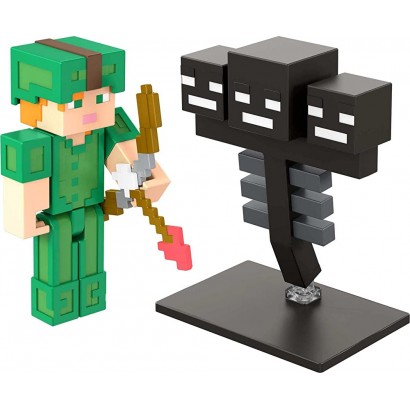 Minecraft Créer-Un-Bloc Pack 2 Figurines articulées Alex contre Wither jouet d’action et d’aventure pour enfant inspiré par le jeu vidéo HDV38 - BVMDEELMB