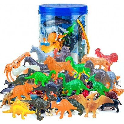 48P Jouets D'animaux Pour enfants mini figurines d'animaux de zoo dinosaures animaux marins animaux de la jungle et animaux de la ferme jouets éducatifs pour tout-petits de 3 4 5 ans,cadeaud - BJKJ3BXWQ