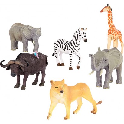Terra by Battat AN6061BZ Set de 6 Figurines Animaux Sauvages Réalistes en Plastique Inclut Éléphant d'Inde Éléphant d'Afrique Girafe Zèbre Bison Lionne Dès 3 ans - B4H91IJBQ