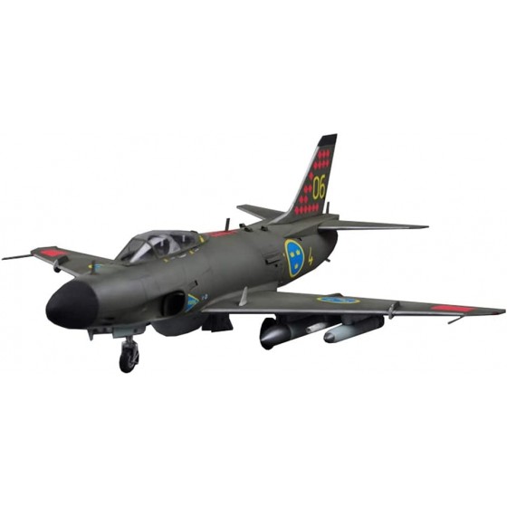 ZCYXQR Kits de modèles de Puzzle de Combattant Militaire échelle 1 48 suède Saab J-32B E Lansen Fighter modèle en Plastique 12.4 Pouces X 10.6 Pouces 140 pièces - BA443HATZ