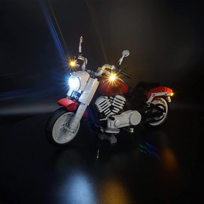 Kit D'éclairage pour Harley Davidson Fat Boy Blocs Ensemble Moto Modèle Jouets Ensemble Décoration Jouet Garçons Cadeau d'anniversaire - BQN69YAIK