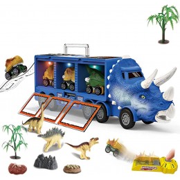 MezoJaoie Dinosaur Trucks Ensemble de camions Jouets Dinosaures pour Enfants de 3 à 7 Ans | Camions de Transport de Dinosaures à Tirer avec lumières Musique et Son Rugissant Jouets de - BH5H7XILO