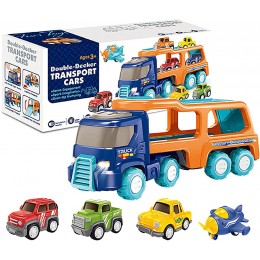 Voiture de transport double couche avec petite voiture musicale jouets éducatifs cadeau pour enfants petite voiture style aléatoire cadeaux d'anniversaire - BKH28QANJ