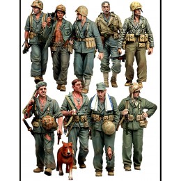 GoodYouth 1 35 WWII Division d'infanterie américaine Modèle de soldat en résine Kit de figurines miniatures non assemblées et non peintes 9 personnes + chien   Ky3-57 - BJ2QNFYKZ