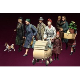 GoodYouth 1 35 WWII European Refugee Retreat Resin Soldier Model Kit de figurines miniatures non assemblées et non peintes 8 personnes + bagages   Ky3-56 - B7QKKGTNM