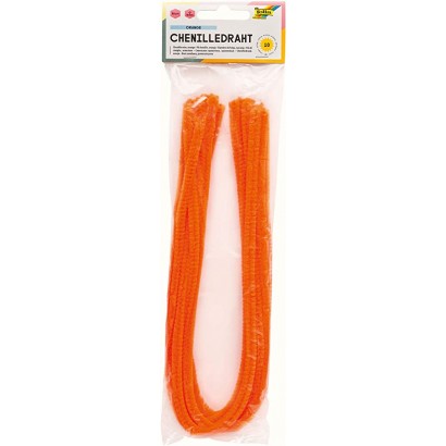 folia 77840 – Fil chenille – 10 pièces en orange diamètre 8 mm et 50 cm de long idéal pour les enfants pour bricoler et créer des animaux des figurines et d'autres formes - B6WV4LOPL