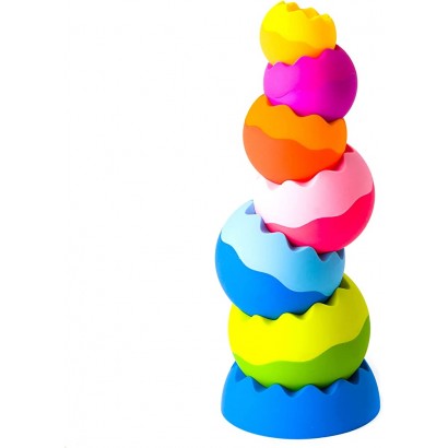 Fat Brain Tobbles Neo La pyramid'œufs. Jouets empilables pour jeunes enfants colorés aux surfaces douces et souples pour le développement sensoriel. Jouet éducatif pour enfants de 6mois et + - BJ8KDQRHD