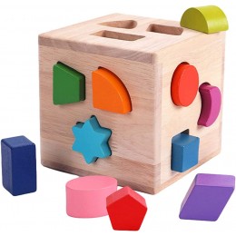 Jouet pour tout-petit trieur de couleurs de forme jouet Montessori cube assorti géométrique en bois avec 12 blocs de forme colorés jouet d'apprentissage préscolaire pour enfants de 3 ans Greatideal - BMHAEEHGV