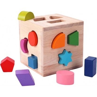 Keptfeet trieur de Formes pour Enfants | Jouet Assorti géométrique Cube en Bois | avec 12 Blocs de Formes colorées Jouet Montessori à tri Classique pour Les Enfants de 3 Ans et Plus - BJN6KTQDG
