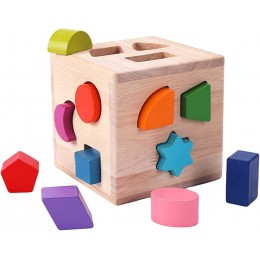 Luckxing trieur de Formes pour Enfants,Jouet Assorti géométrique Cube en Bois | avec 12 Blocs de Formes colorées Jouet Montessori à tri Classique pour Les Enfants de 3 Ans et Plus - BW919TSOX