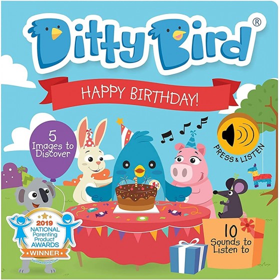 DITTY BIRD Happy Birthday: Mon premier jouet interactif sonore pour bébé avec 10 puces à écouter. Jeu éducatif bilingue. Cadeau d'anniversaire pour apprendre ses premiers mots en Anglais! - B9E28QMNN