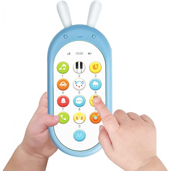 Richgv Téléphone Portable pour Enfant Jouet Smartphone bébé Bilingue Jouet Musical d'Eveil Convient aux bébés de Plus de 6 MoisBleu - B27VADVBY