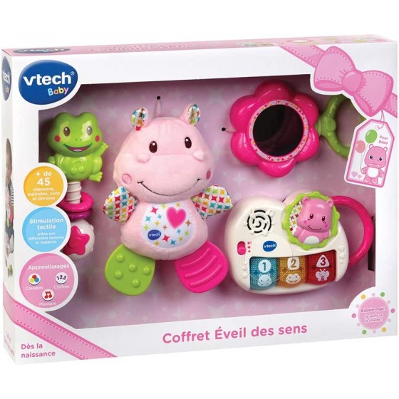 VTech Coffret naissance Eveil des sens Cadeau de naissance avec premiers jouets de Bébé rose – Version FR - B1D64KOZA