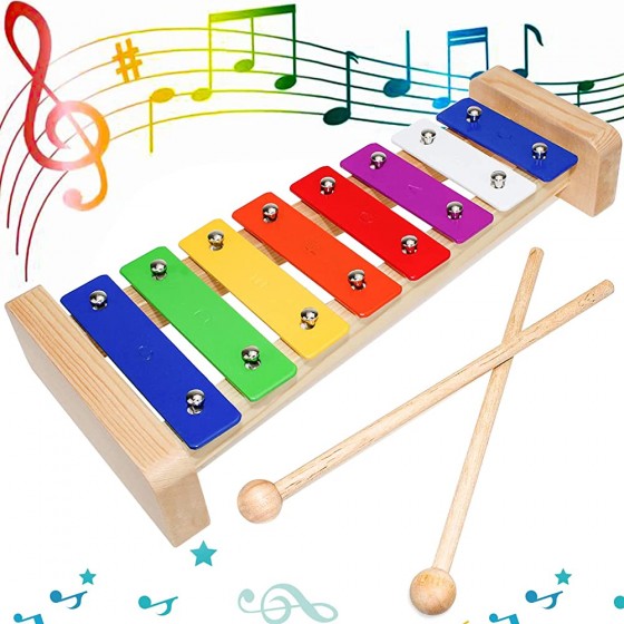 Xylophone Bois Instrument de Musique pour Bebe Enfant Adulte Glockenspiel Avec Maillet en Bois Jouets Musicaux 8 Clés Education Percussion Xylophones Jouets D'ã©veil - BDW3HGBAK