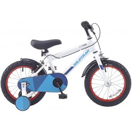 Wildtrak Vélo 14 Pouces pour Enfants 3-5 Ans avec roues stabilisatrices Blanc et Bleu - BB2JQCMDE