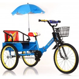 Ambayz Tricycle Pliant pour Enfants De 2 À 12 Ans Vélos D'extérieur À 3 Roues De 14 16 18 Pouces avec Panier Et Siège Arrière pour l'anniversaire d'un Enfant,Blue b,14 inch - B4Q3NVJNK