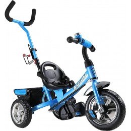 Tricycle pour Enfant Bleu- avec Barre à Pousser et Panier Vélo 3 Roues Tricycle Enfant Jeux Jouet Sport extérieur - BKMMQMKYZ