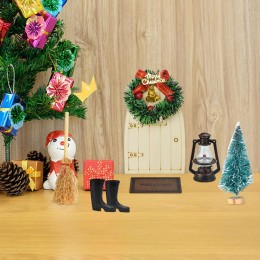 LYTIVAGEN Kit de Porte de Lutin Miniature de Noël Miniature Maison de Poupée Mini Couronne de Noël Balai Bottes Lanterne Arbre de Noël Cadeaux de Noël pour Enfants Ornements Miniatures de Noël - BEE82SZWO