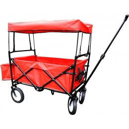 BIECO- Chariot Pliable avec Toit et Protection Contre la Pluie Rouge env. 110 x 50 x 92 cm jusqu'à 75 kg 22000116 - B3QBACYWJ
