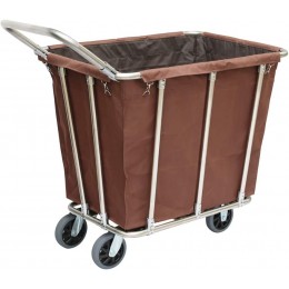 Chariot Pliable Chariots utilitaires Chariot de trieur de panier à linge de ménage de couleur de café robuste avec sac de doublure amovible charge 150 kg L90 * W65 * H85CM  Color : With Handrail  - B2EJQSDEU
