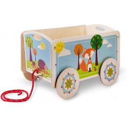 Dida – Chariot en Bois Enfant – Conteneur avec des Roues pour Les Jeux d'enfants Décor Renard - BVKAVAUYZ