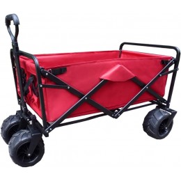 GWXTC Chariot Pliable Chariot Pliant de Jardin Wagon Lourd Panier Multifonctions pour De Plein air Camping Plage Tirer Le Camion avec 4 Roues Tout-Terrain Charge：80kg Color : Red - BBH6EJJHN