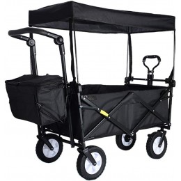 GWXTC Chariot Pliable Panier Pliant portatif Chariot de Jardin avec auvent Wagon Lourd Chariot à Bagages pour Enfants pour De Plein air Camping Chariot Push-Pull Charge: 80kg Color : Black - BE1NWWVPC