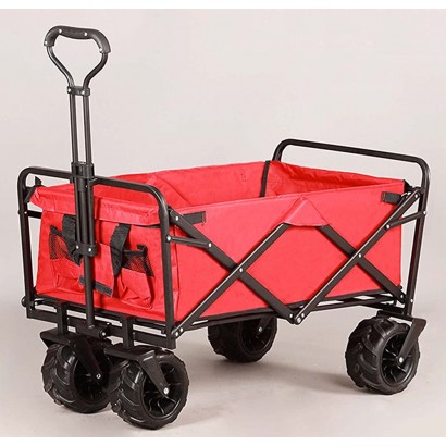 QDY -Chariot De Chariot Pliant Multifonctionnel Wagon Utilitaire Extérieur Pliable Chariot De Plage avec Roues Tout-Terrain Capacité De 200 Livres,1 Red - B88K1NCDB