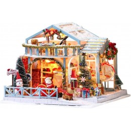 decwang Maison de poupée miniature de Noël Kit créatif avec meubles Maison miniature en bois 3D Maison de poupées miniature A pour Merry Christmas - BJB1WEWIR