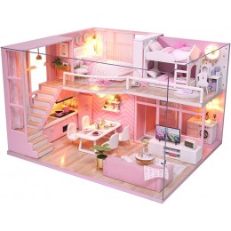 Fsolis DIY Dollhouse Kit miniature avec meubles maison miniature en bois 3D avec housse anti-poussière et mouvement musical kit maison de poupée miniature L26 - BJM1DAFGS