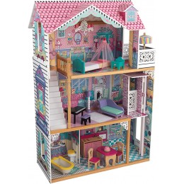KidKraft 65079 Maison de poupées en bois Annabelle incluant accessoires et mobilier 3 étages de jeu pour poupées 30 cm - BW29ATAWH